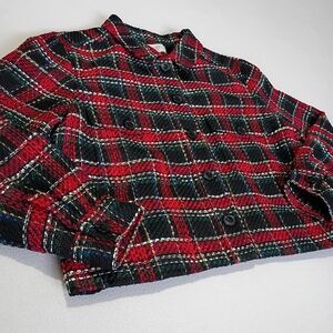 Loft Plaid Bouclé Button Front Jacket Women's Textured Size LP